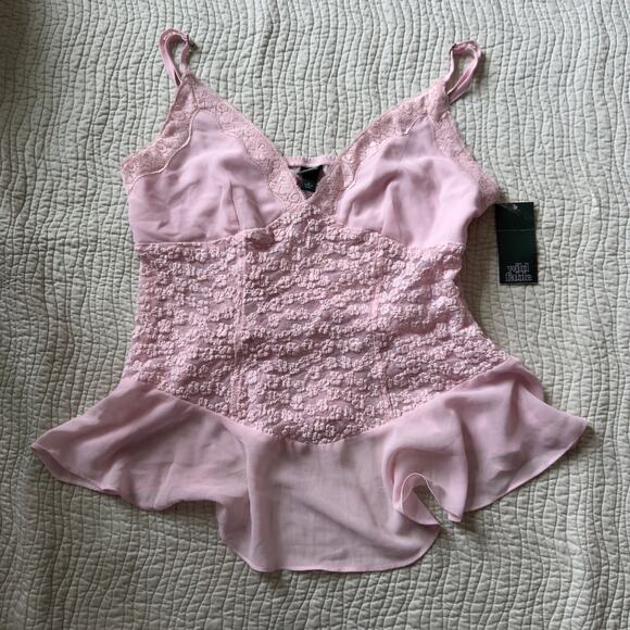 Wild Fable Pink Lace Camisole Cami Floral Sheer Tank Top V-Neck NWT Size M - Picture 2 of 8